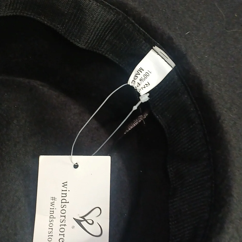 Bnwt Windsor Black Fedora with Crystal Beaded Band - 1 Sz Fits Most - Picture 5 of 7